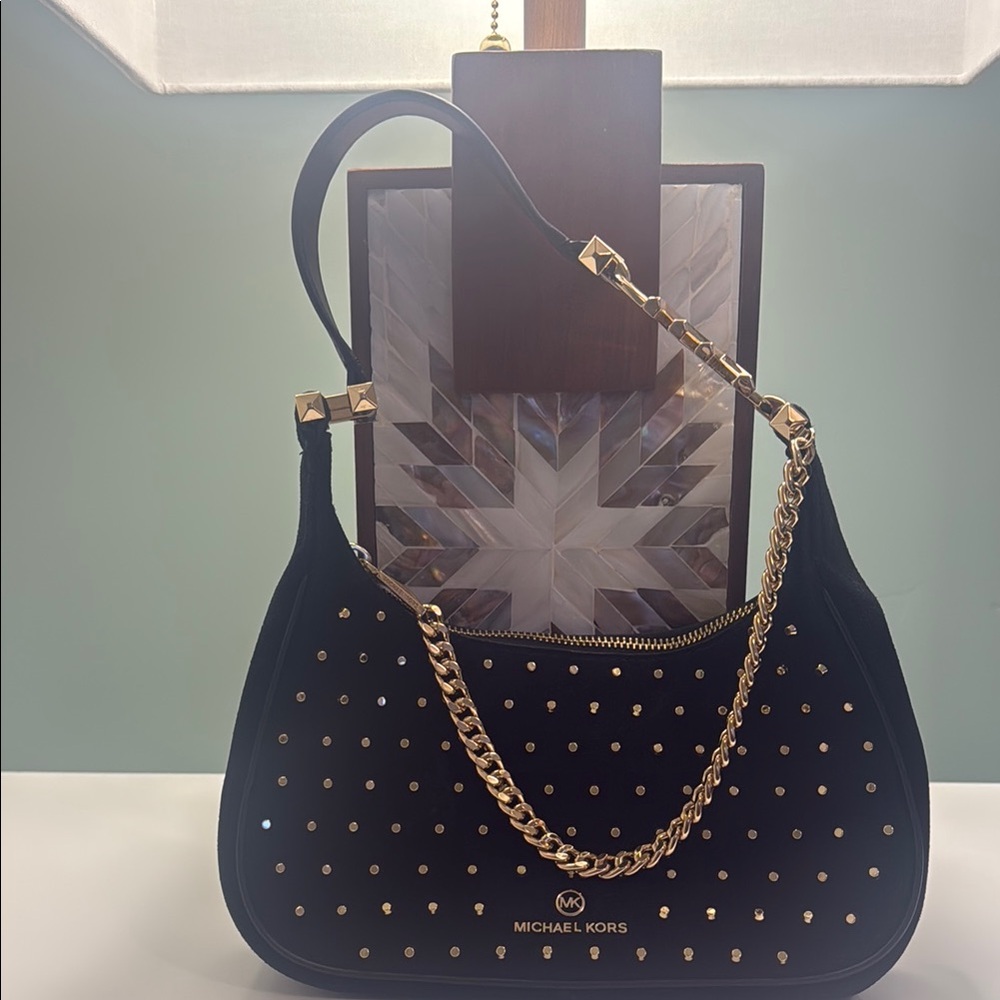 Michael Kors Black and Gold Studded Women's Bag